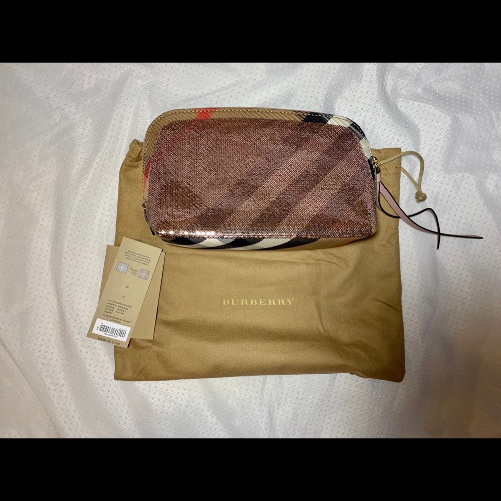 Burberry sequin zip-around cosmetics pouch